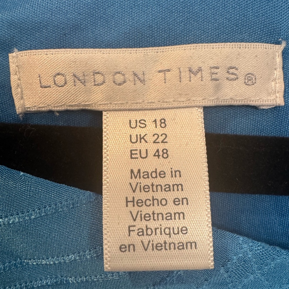 London Times Vibrant Blue Long Sleeve Asymmetrical Ruched Midi Dress - Picture 8 of 11